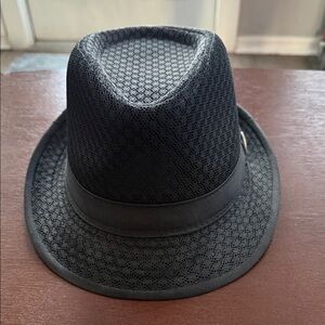 Hana Hat Black Mesh Trilby with Branded Accent